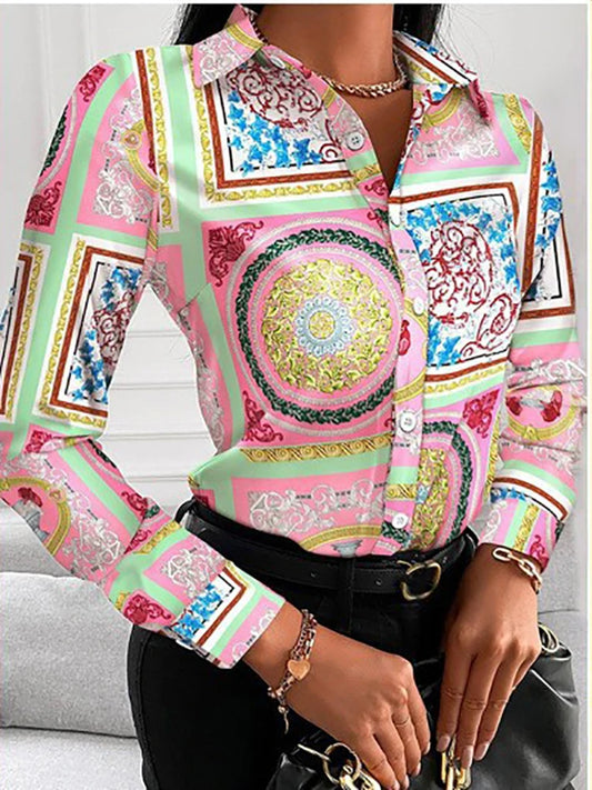 Blouse Print Long Sleeve Top