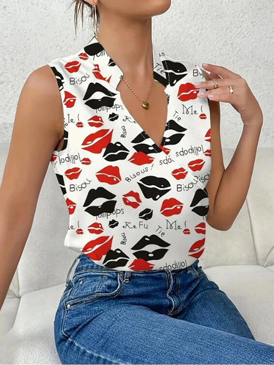 Blouse Print Sleeveless Top